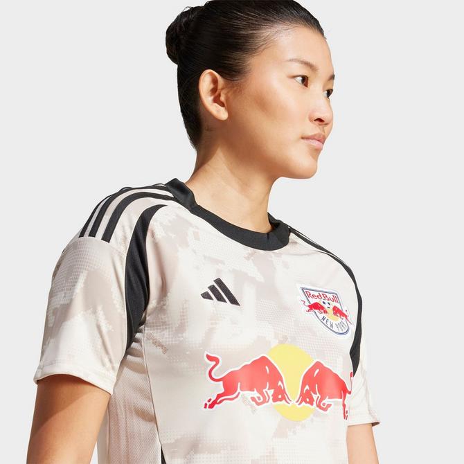 [angle] view of Women's adidas New York Red Bull 25 Jersey in Halo Ivory Click to zoom