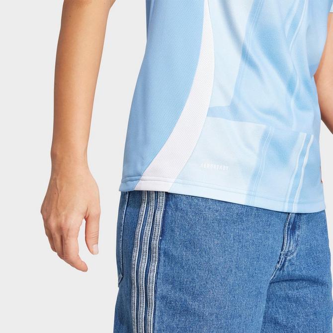 On Model 6 view of Women's adidas New York City FC 25/26 Home Jersey in Bahia Light Blue Click to zoom