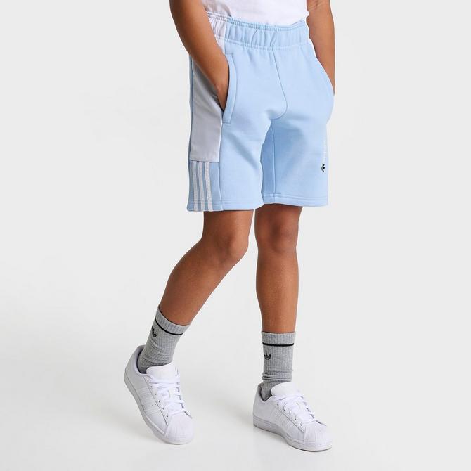Adidas Boys Originals Colorblock Shorts in Blue Light Blue Size Small Fleece