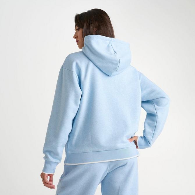 [angle] view of Women's adidas Originals Graphic Loose Hoodie in Clear Sky Melange Click to zoom
