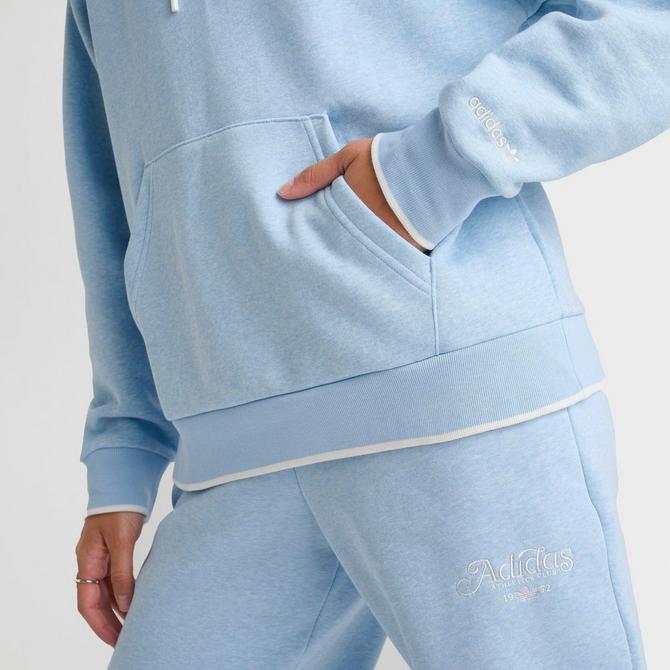 [angle] view of Women's adidas Originals Graphic Loose Hoodie in Clear Sky Melange Click to zoom