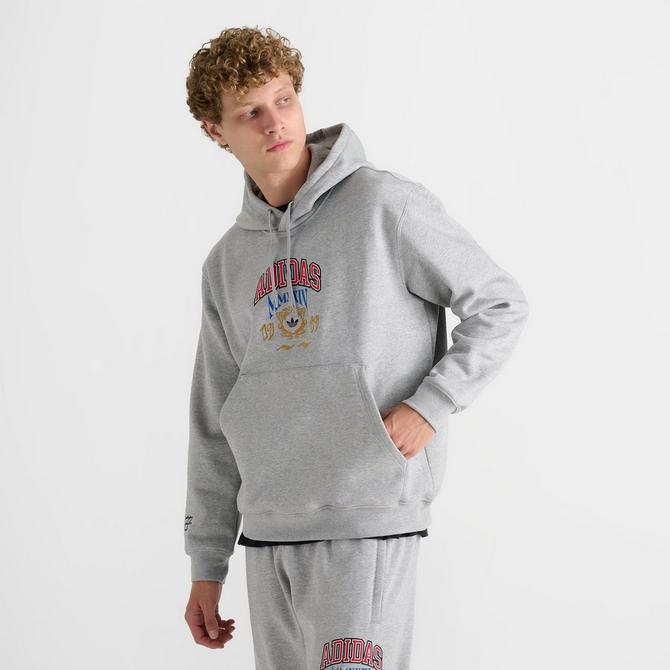 [angle] view of Men's adidas Originals VRCT 1 Graphic Hoodie in Medium Grey Heather Click to zoom