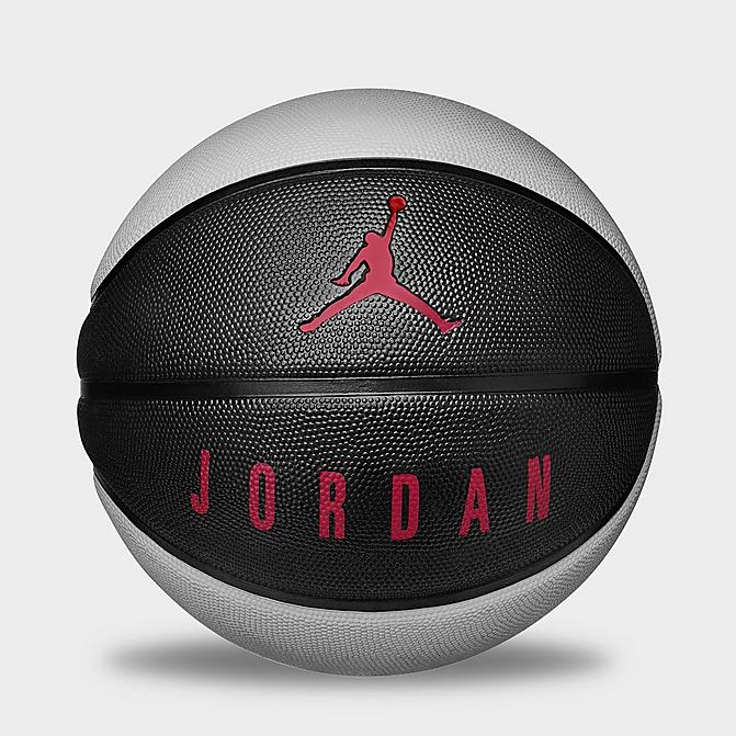 [angle] view of Kids' Jordan Playground 8P Basketball in Black/Wolf Grey/Gym Red/Gym Red Click to zoom