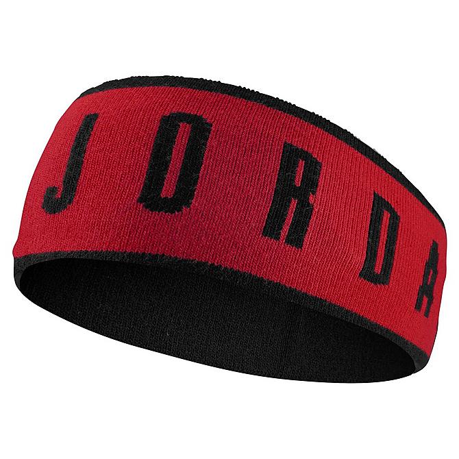 Front view of Jordan Knit Reversible Headband in Black/Fire Red/Fire Red Click to zoom
