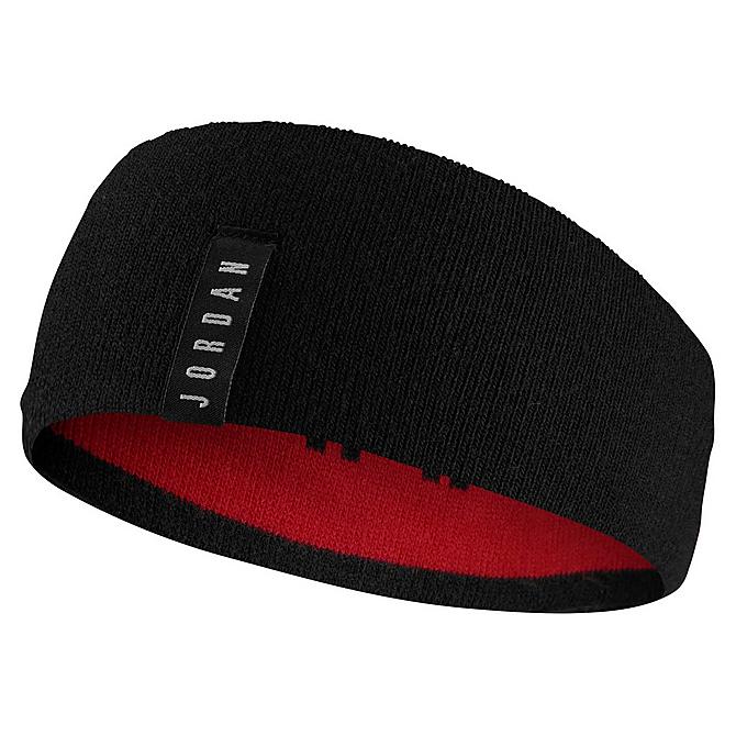Left view of Jordan Knit Reversible Headband in Black/Fire Red/Fire Red Click to zoom
