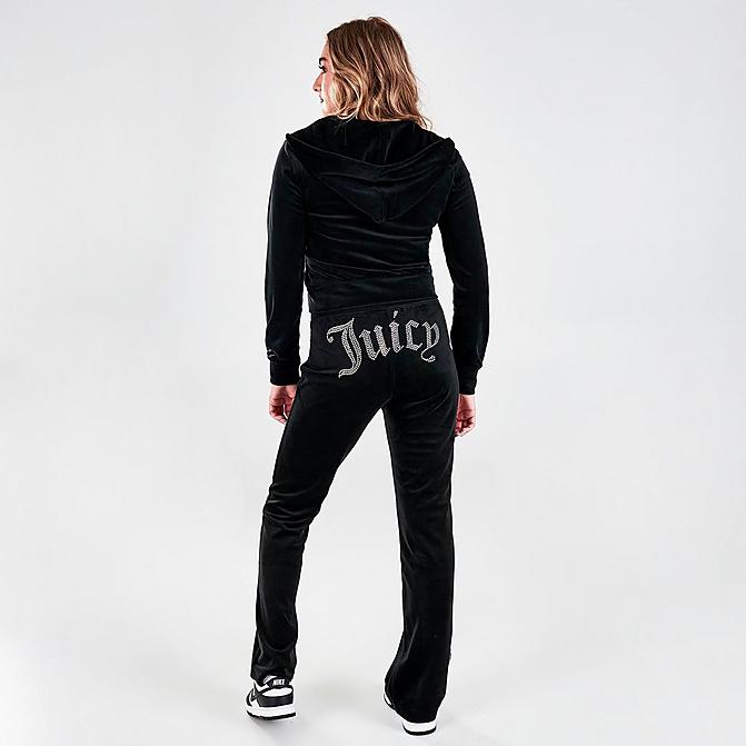 Front view of Women's Juicy Couture Velour Bling Track Pants in Black Liquorice Click to zoom