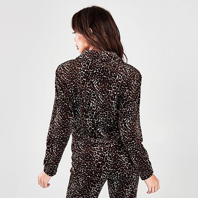 Back Right view of Women's Juicy Couture Half-Snap Pullover Top in Cheetah Click to zoom