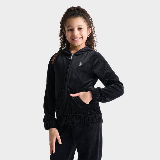 Juicy Couture Little Girls 2T-6X Long Sleeve Velour Zip Hoodie