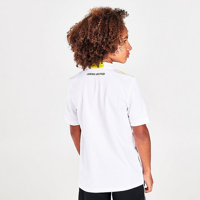 Back Right view of Kids' adidas Leeds United 21-22 Home Soccer Jersey in White Click to zoom