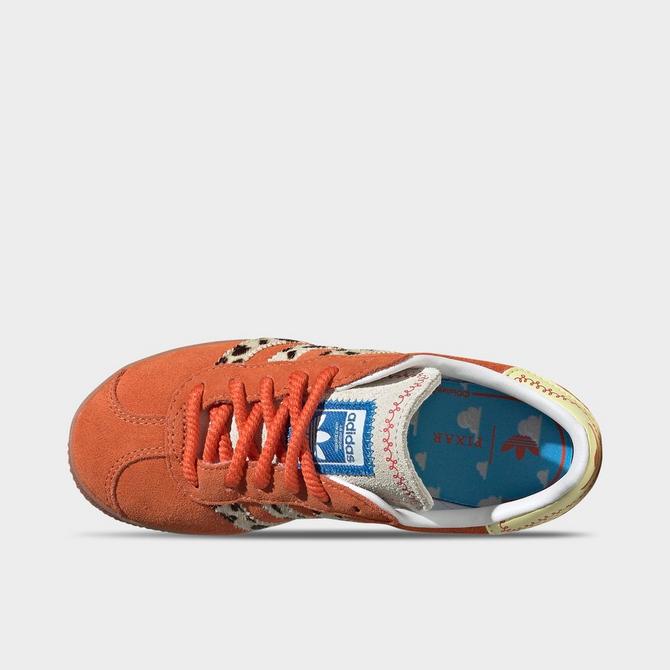 Back view of Little Kids' adidas Originals x Toy Story Gazelle Casual Shoes in Orange/White/Gum Click to zoom