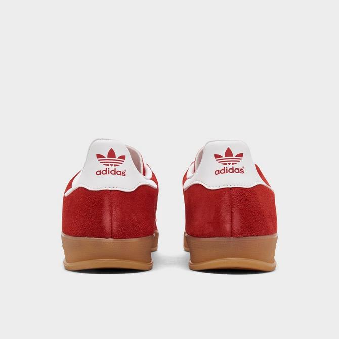 Left view of Men's adidas Originals Gazelle Indoor Casual Shoes in Better Scarlet/White/Gum Click to zoom