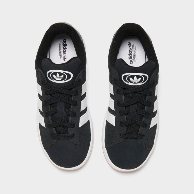 Back view of Little Kids' adidas Originals Campus 00s Stretch Lace Casual Shoes in Black/White/Gum Click to zoom