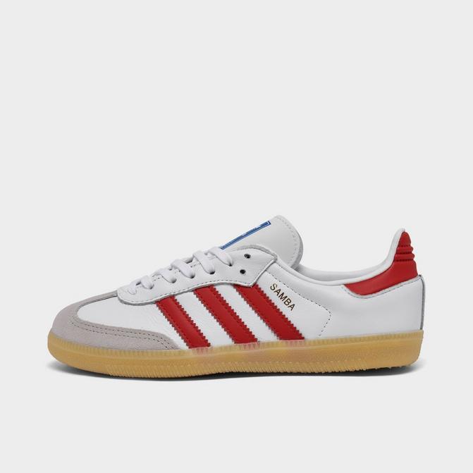 Adidas white shoes with red lines online