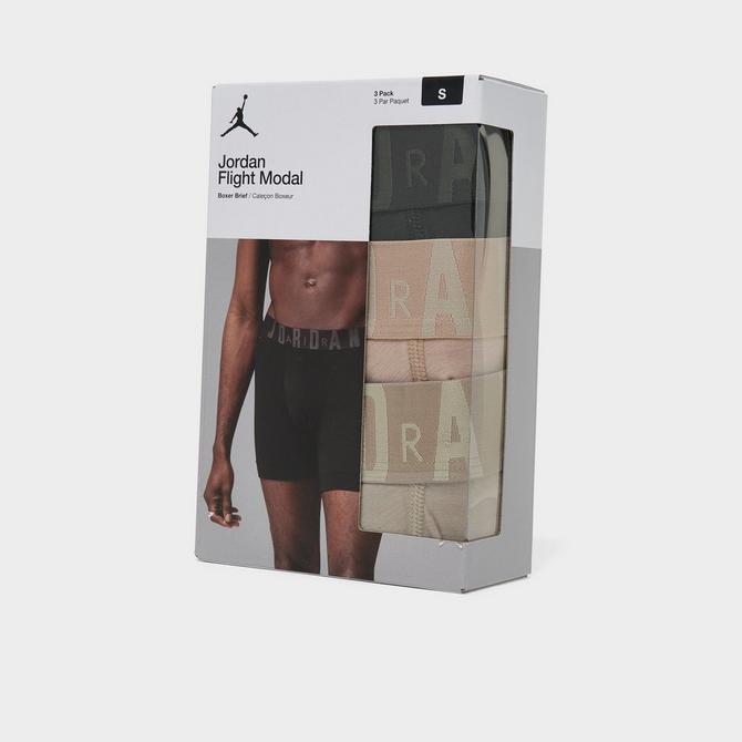 Back view of Men's Jordan Flight Modal Boxer Briefs (3-Pack) in Brown/Tan/Sail Click to zoom