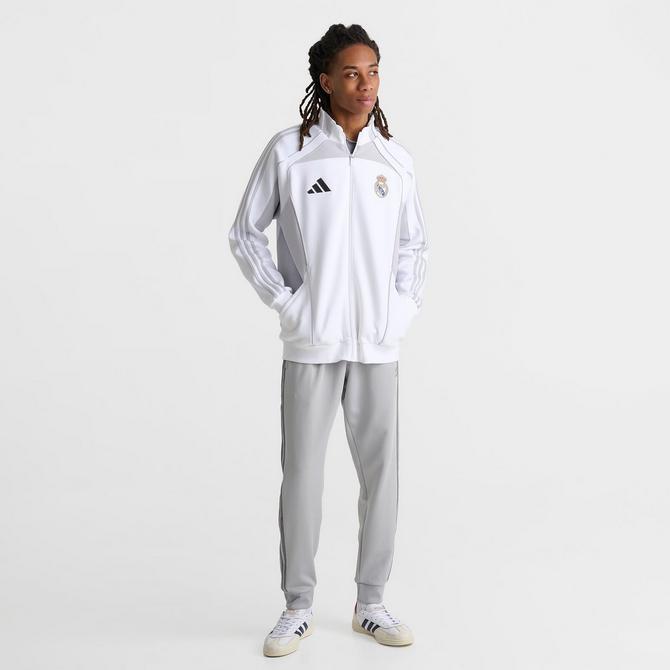 [angle] view of Men's adidas Real Madrid UBP Doubleknit Track Top in White/Solid Grey Click to zoom