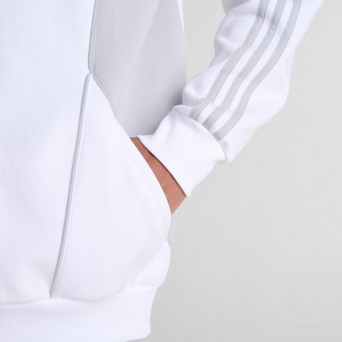 [angle] view of Men's adidas Real Madrid UBP Doubleknit Track Top in White/Solid Grey Click to zoom
