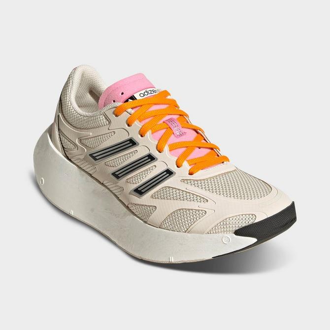Three Quarter view of Women's adidas Originals adiZero Aruku Shoes in Wonder White/Silver Metallic/Bliss Pink Click to zoom