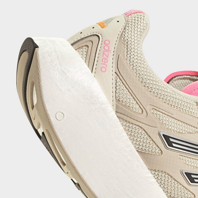 Front view of Women's adidas Originals adiZero Aruku Shoes in Wonder White/Silver Metallic/Bliss Pink Click to zoom