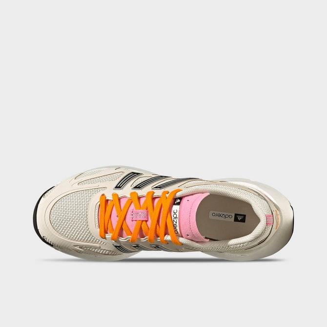 Left view of Women's adidas Originals adiZero Aruku Shoes in Wonder White/Silver Metallic/Bliss Pink Click to zoom