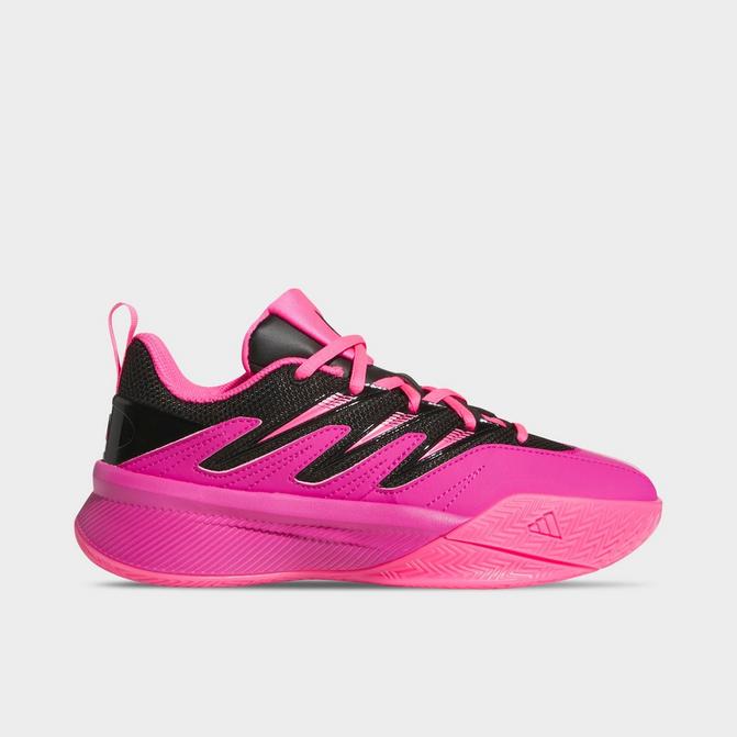 Right view of Big Kids' adidas Dame Certified 3 Basketball Shoes in Lucid Fuchsia/Black/Lucid Pink Click to zoom