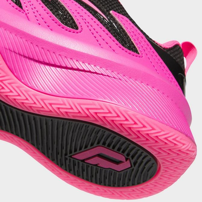 Front view of Big Kids' adidas Dame Certified 3 Basketball Shoes in Lucid Fuchsia/Black/Lucid Pink Click to zoom