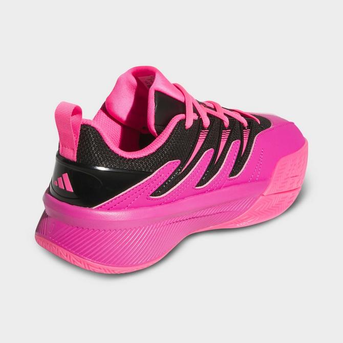 Left view of Big Kids' adidas Dame Certified 3 Basketball Shoes in Lucid Fuchsia/Black/Lucid Pink Click to zoom