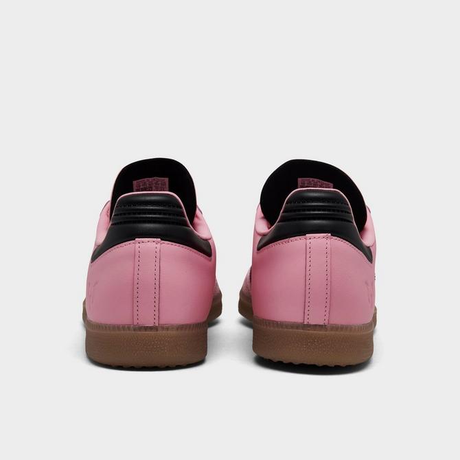 Left view of adidas Originals Samba Messi Casual Shoes in Light Pink/Black/Gum Click to zoom