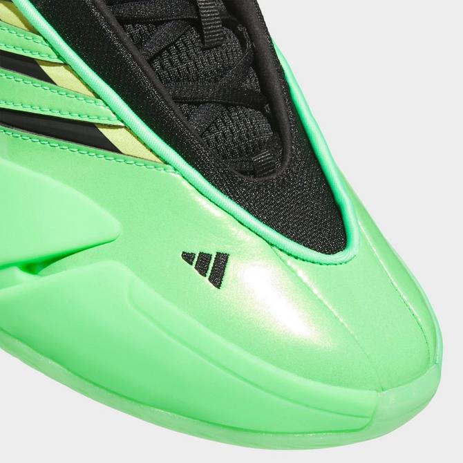 Front view of adidas Dame 9 Basketball Shoes in Screaming Green/Black/Pulse Lime Click to zoom