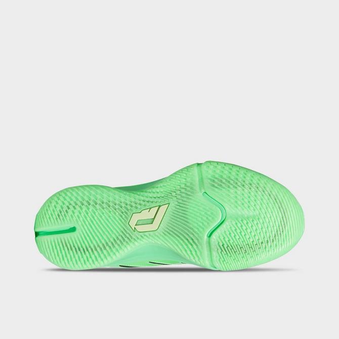 Bottom view of adidas Dame 9 Basketball Shoes in Screaming Green/Black/Pulse Lime Click to zoom