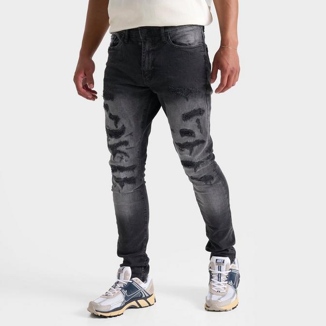 [angle] view of Men's Jordan Craig Sean Stacked Slim Denim Jeans in Industrial Black Click to zoom