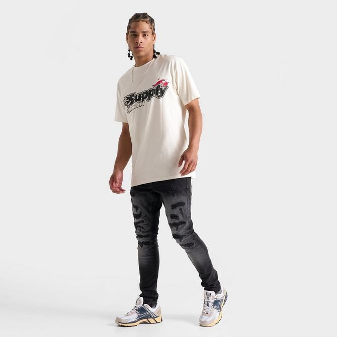 [angle] view of Men's Jordan Craig Sean Stacked Slim Denim Jeans in Industrial Black Click to zoom