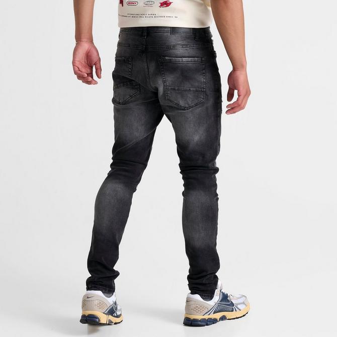 [angle] view of Men's Jordan Craig Sean Stacked Slim Denim Jeans in Industrial Black Click to zoom