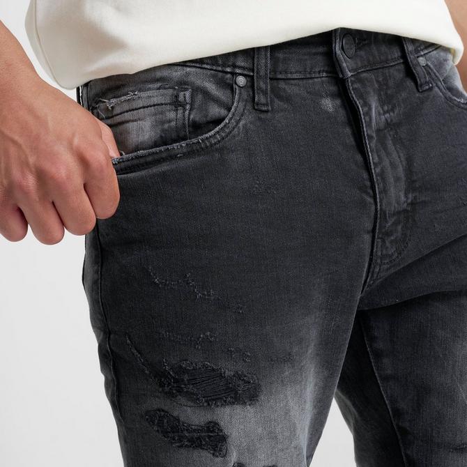 [angle] view of Men's Jordan Craig Sean Stacked Slim Denim Jeans in Industrial Black Click to zoom