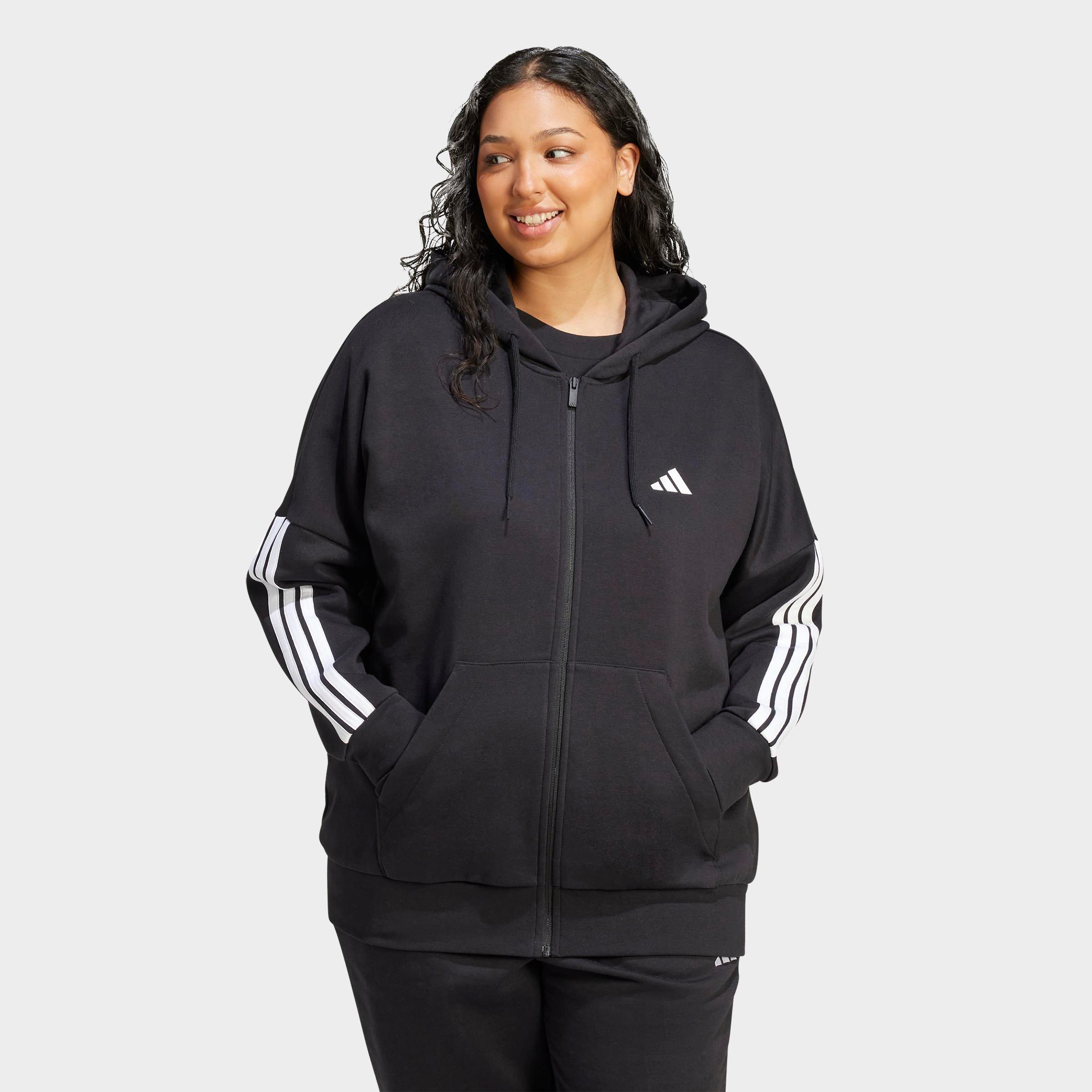 Women's adidas Essentials 3-Stripes Fleece Full-Zip Hoodie (Plus
