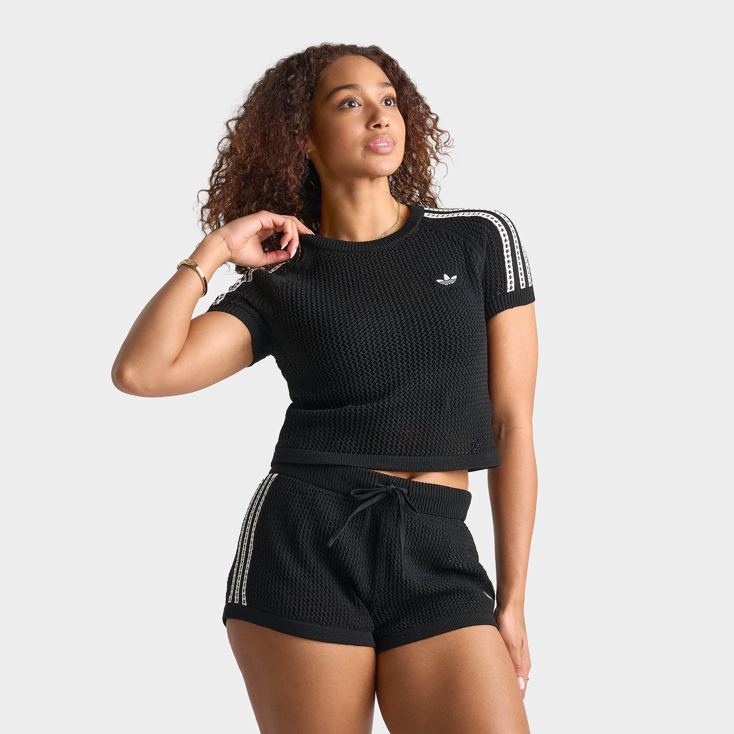 Women's adidas Originals Knitted Crochet Cali T-Shirt | Finish Line
