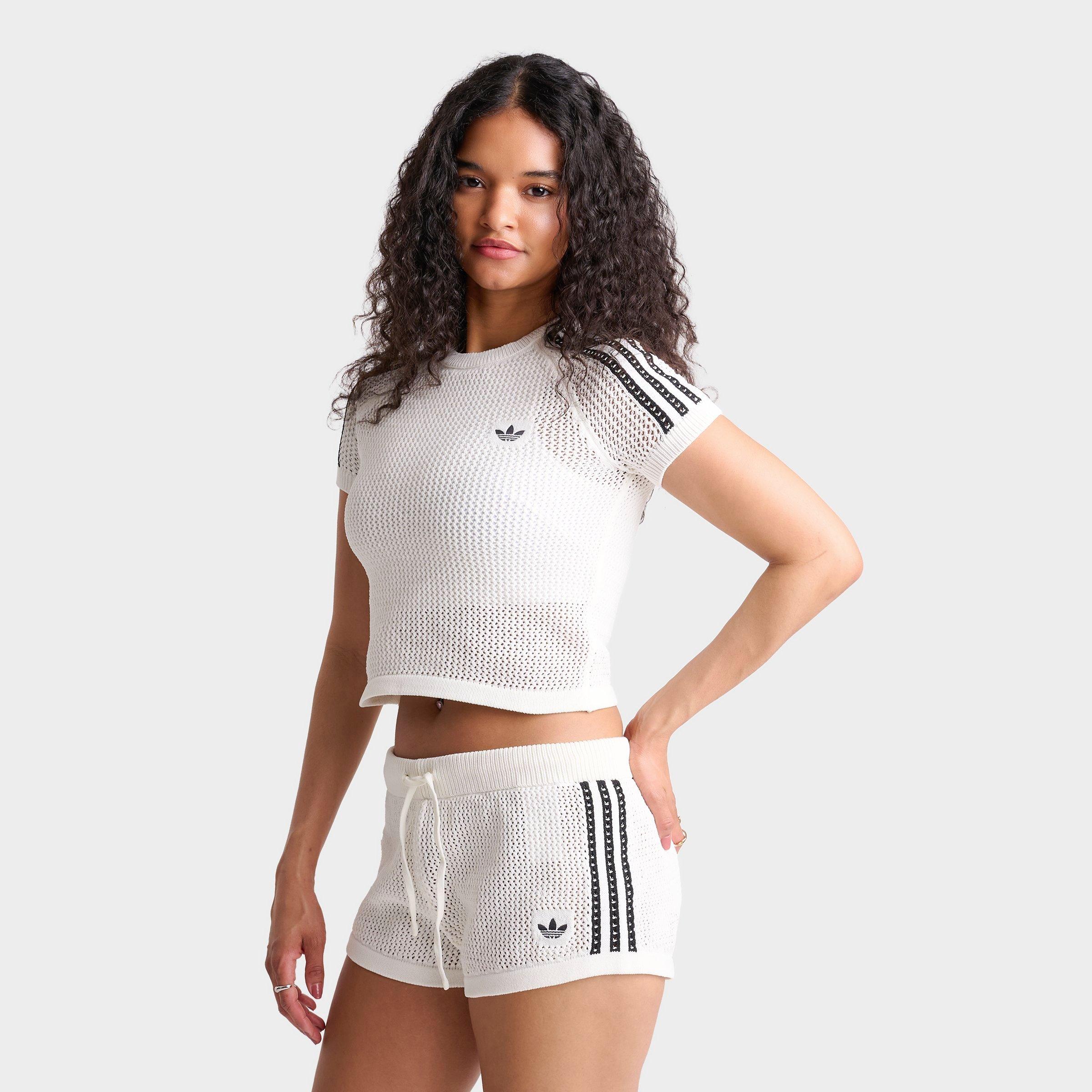 Women's adidas Originals Knitted Crochet Cali T-Shirt | Finish Line