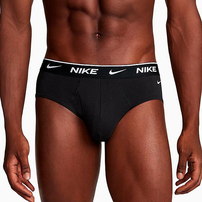 Alternate view of Men's Nike Dri-FIT Everyday Cotton Stretch Briefs (3-Pack) in Black Click to zoom