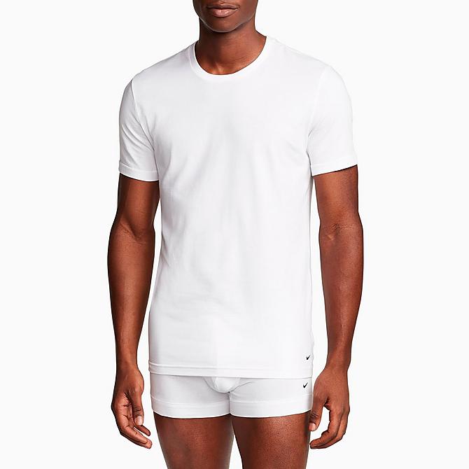 Back view of Men's Nike Everyday Cotton Stretch T-Shirt (2-Pack) in White Click to zoom
