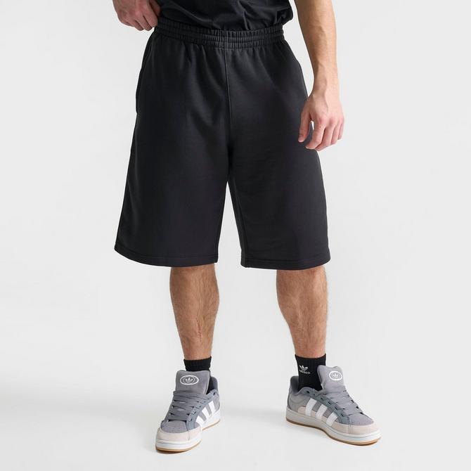 [angle] view of Men's adidas Originals 10" French Terry Shorts in Black/Ice Blue Click to zoom