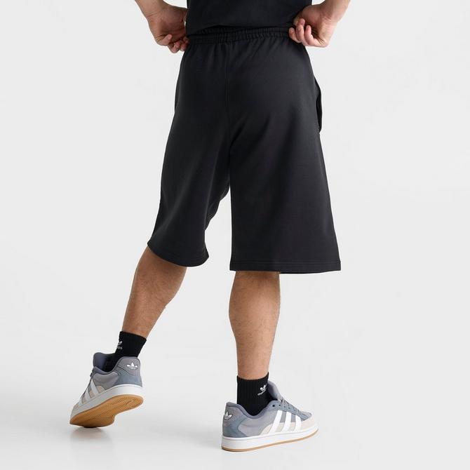 [angle] view of Men's adidas Originals 10" French Terry Shorts in Black/Ice Blue Click to zoom