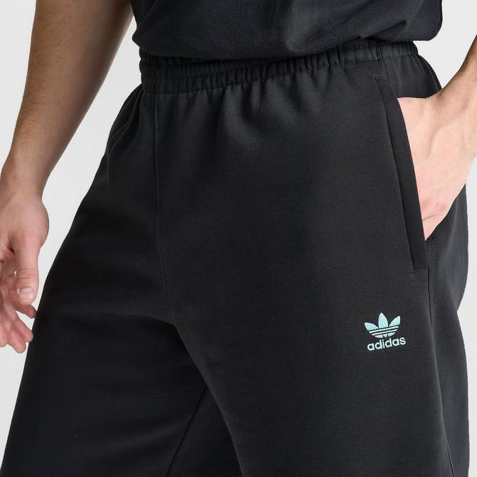 [angle] view of Men's adidas Originals 10" French Terry Shorts in Black/Ice Blue Click to zoom