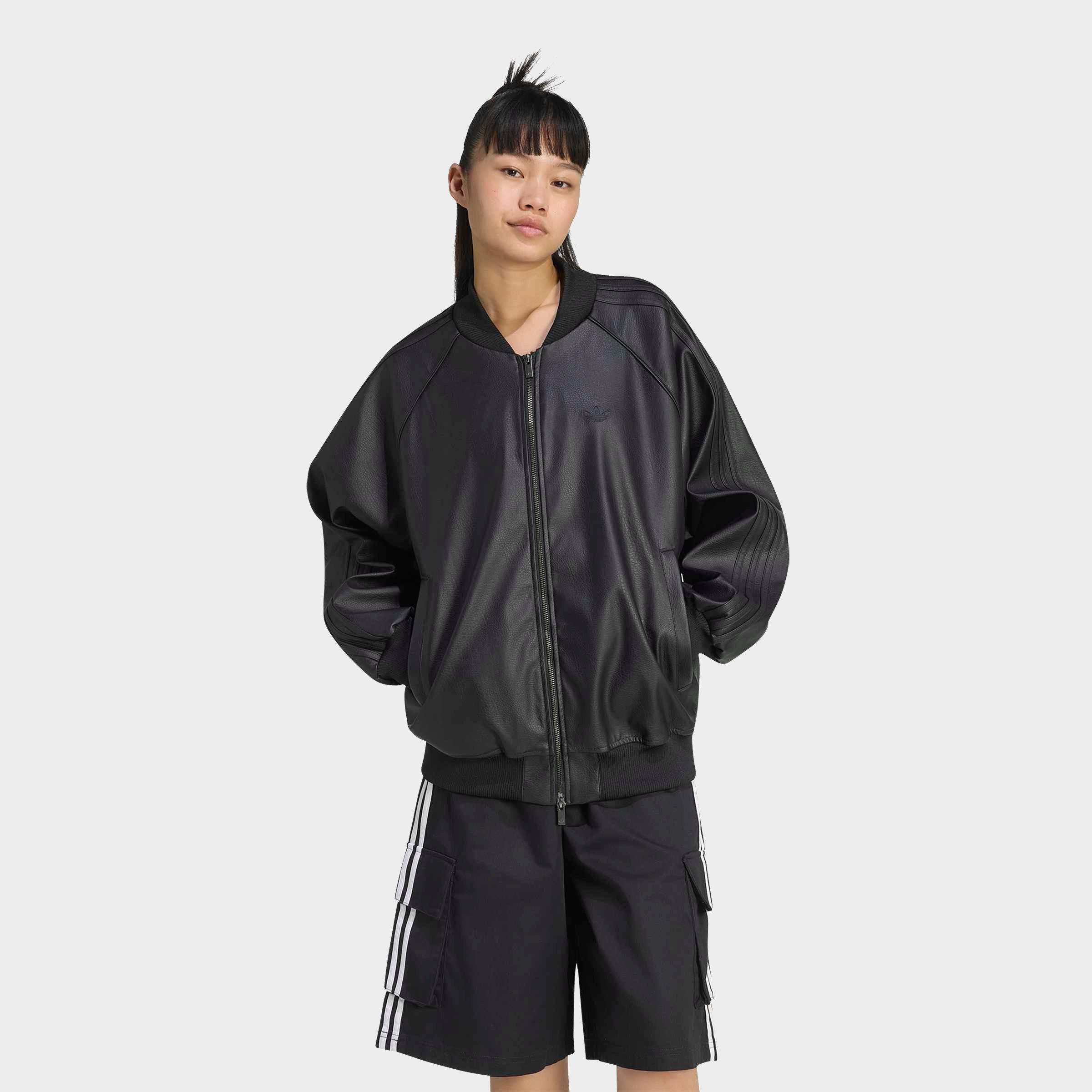 Women's adidas Originals Pleather Superstar Oversized Full-Zip