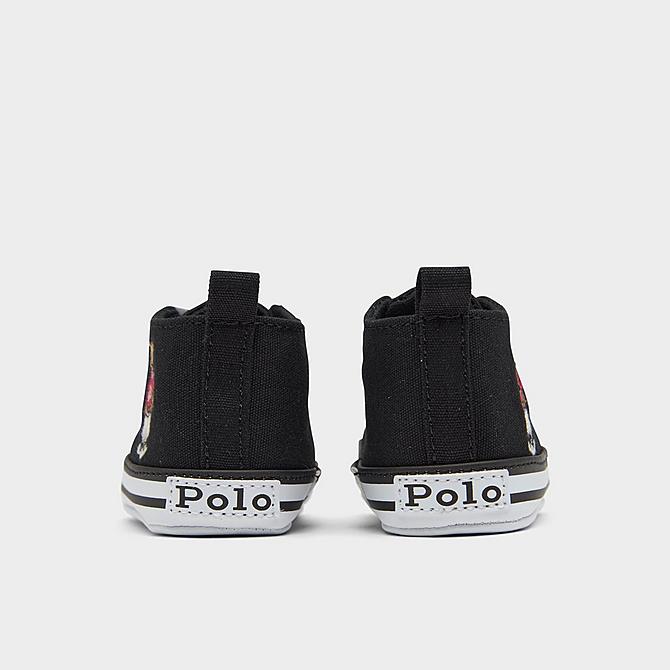 Left view of Infant Polo Ralph Lauren Hamptyn Hi Basketball Bear Crib Shoes in Black/White Click to zoom