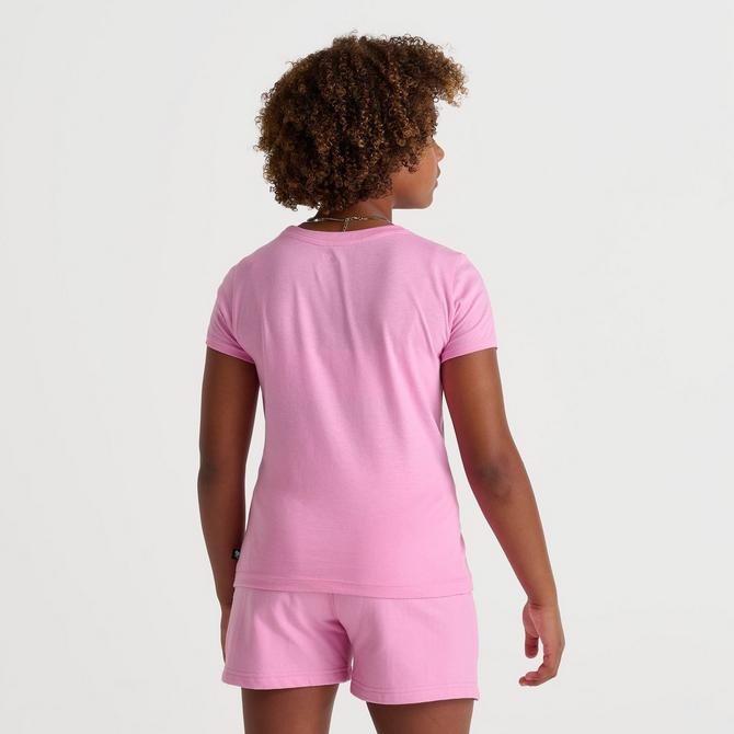 [angle] view of Girls' New Balance Club Baby T-Shirt in Pink Sugar Click to zoom
