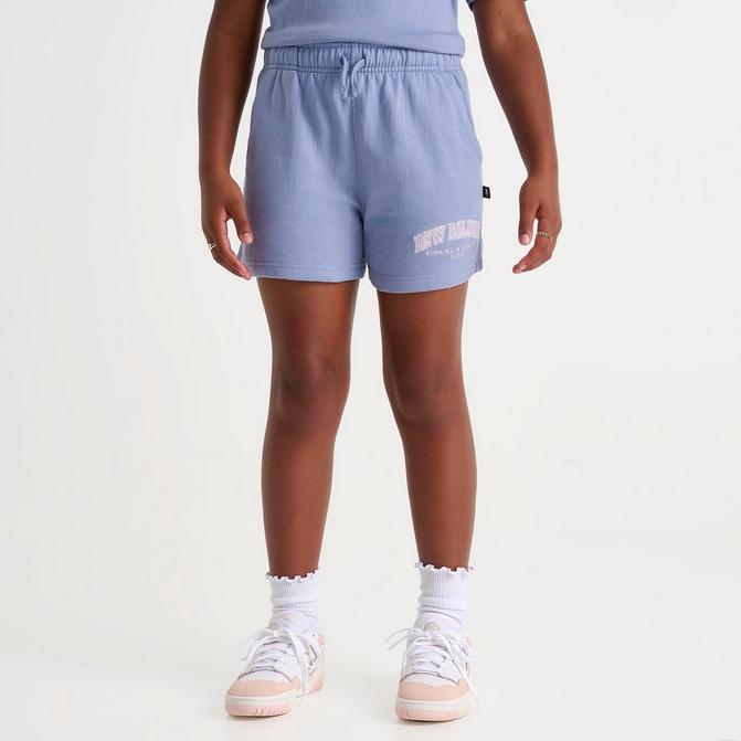 [angle] view of Girls' New Balance Club Shorts in Dusk Shower Click to zoom