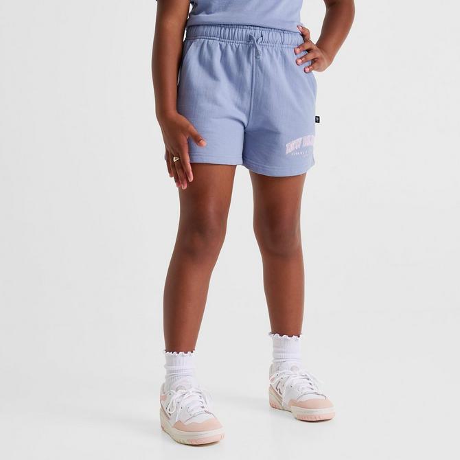 [angle] view of Girls' New Balance Club Shorts in Dusk Shower Click to zoom