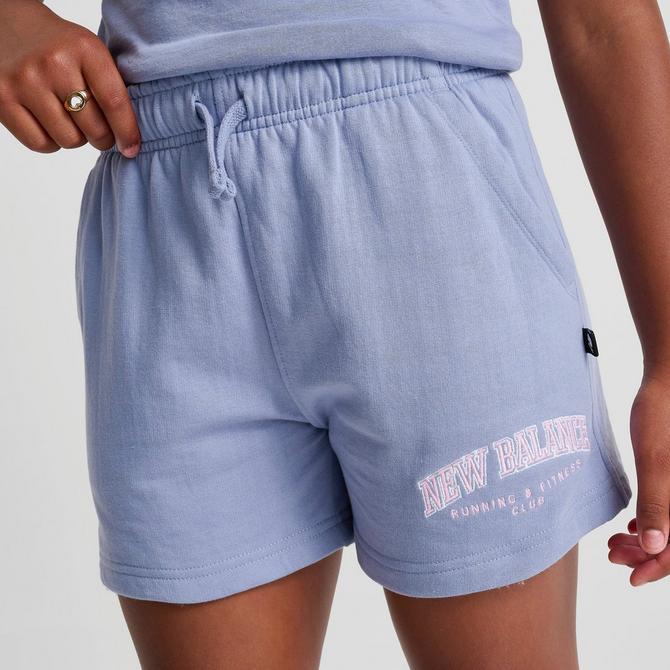 [angle] view of Girls' New Balance Club Shorts in Dusk Shower Click to zoom