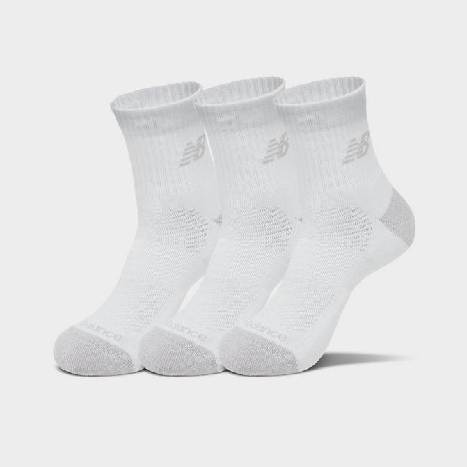 Right view of New Balance Active Quarter Socks (3-Pack) in Core White Click to zoom