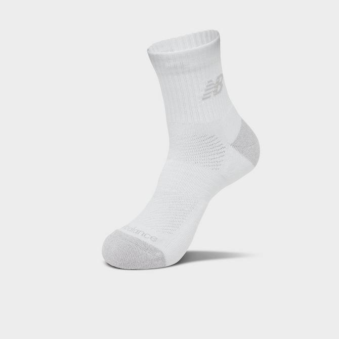 Front view of New Balance Active Quarter Socks (3-Pack) in Core White Click to zoom