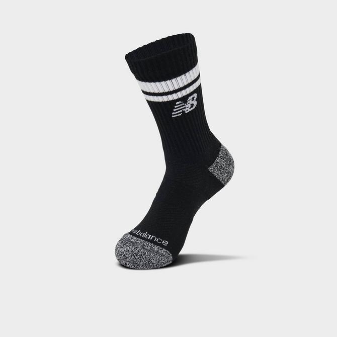 Front view of New Balance Active Lifestyle Striped Crew Socks (3-Pack) in Grey/White/Black Click to zoom